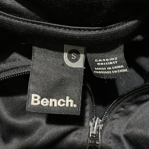 Bench Full Zip Track Jacket Embroidered Spellout Black Grey Zipper Pockets Small - Picture 6 of 13